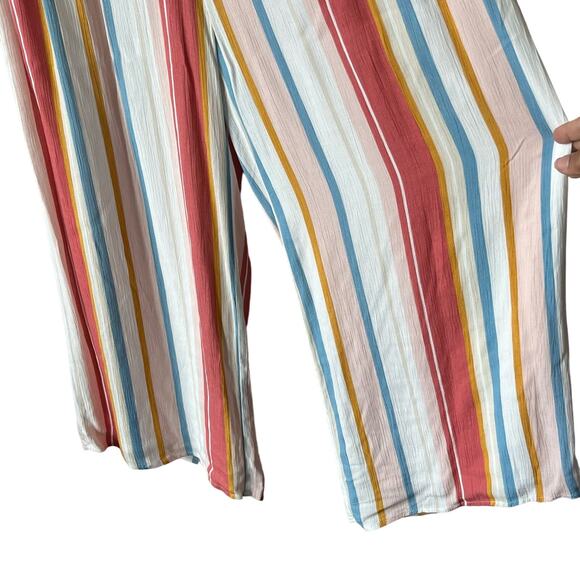 Sadie & Sage Summer Beach Resort Striped Wide Leg Pants Coral Blue Size Large - Picture 3 of 8